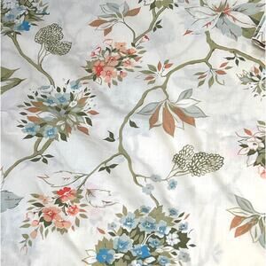 Vintage Fieldcrest Full Flat Sheet 2 Pillowcases Set Blue Coral Floral Percale